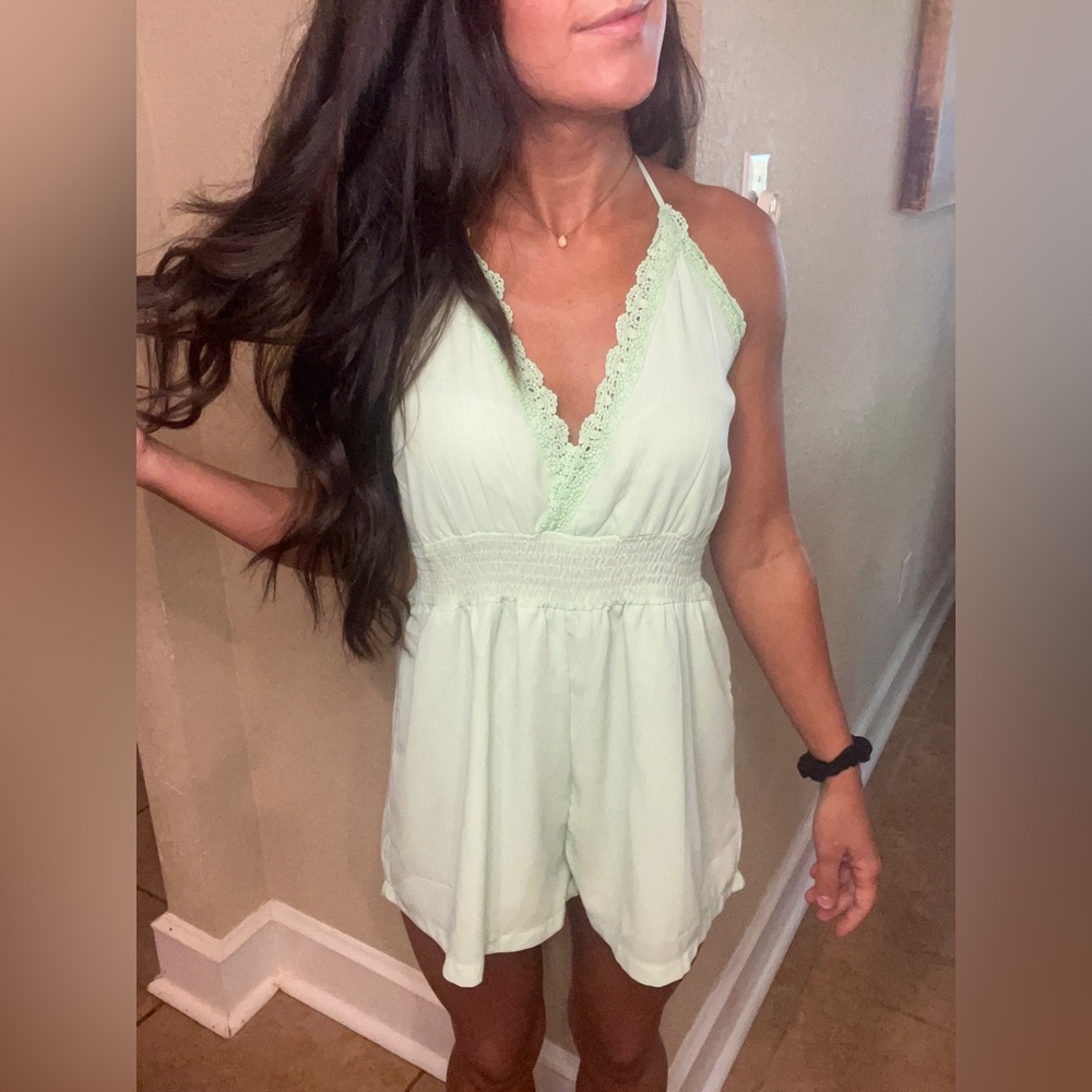 Seafoam green romper!